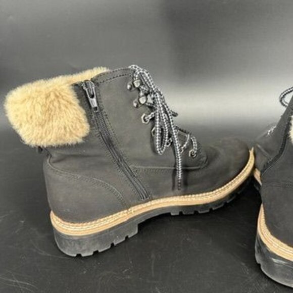 Steve Madden Alaska Faux Fur Black Leather Combat Women Boots Size 9 - Picture 8 of 8